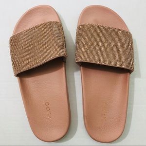 ALDO rose gold slip on sandal